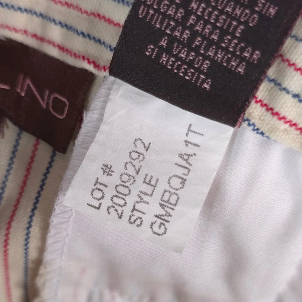 Bandolino Capri Pants Womens 10 White Red Blue Striped Cuffed Stretch Nautical
